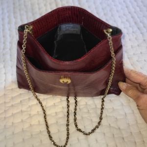 ORIGINALS BY CAPRICE BURGUNDY HANDBAG WITH CHAIN
